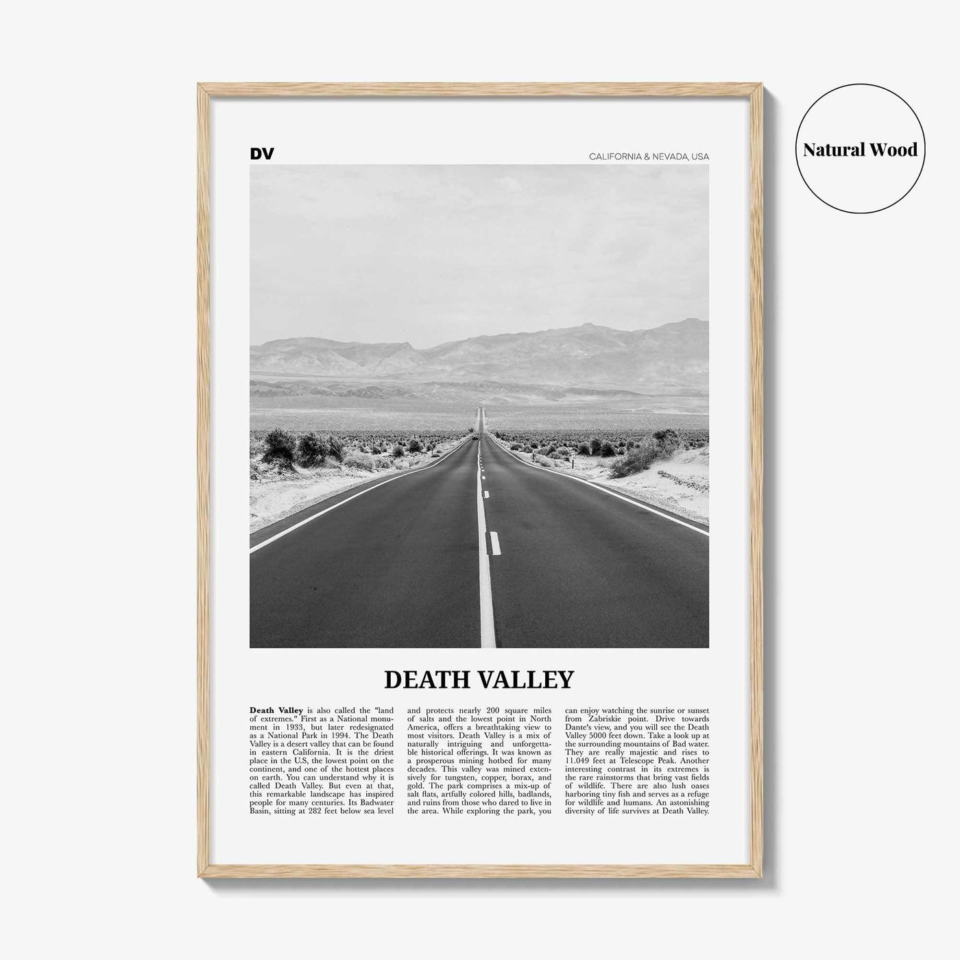 Death Valley Print Black and White No 2, Death Valley Wall Art, Death Valley Poster, Death Valley Photo, California, Nevada, USA