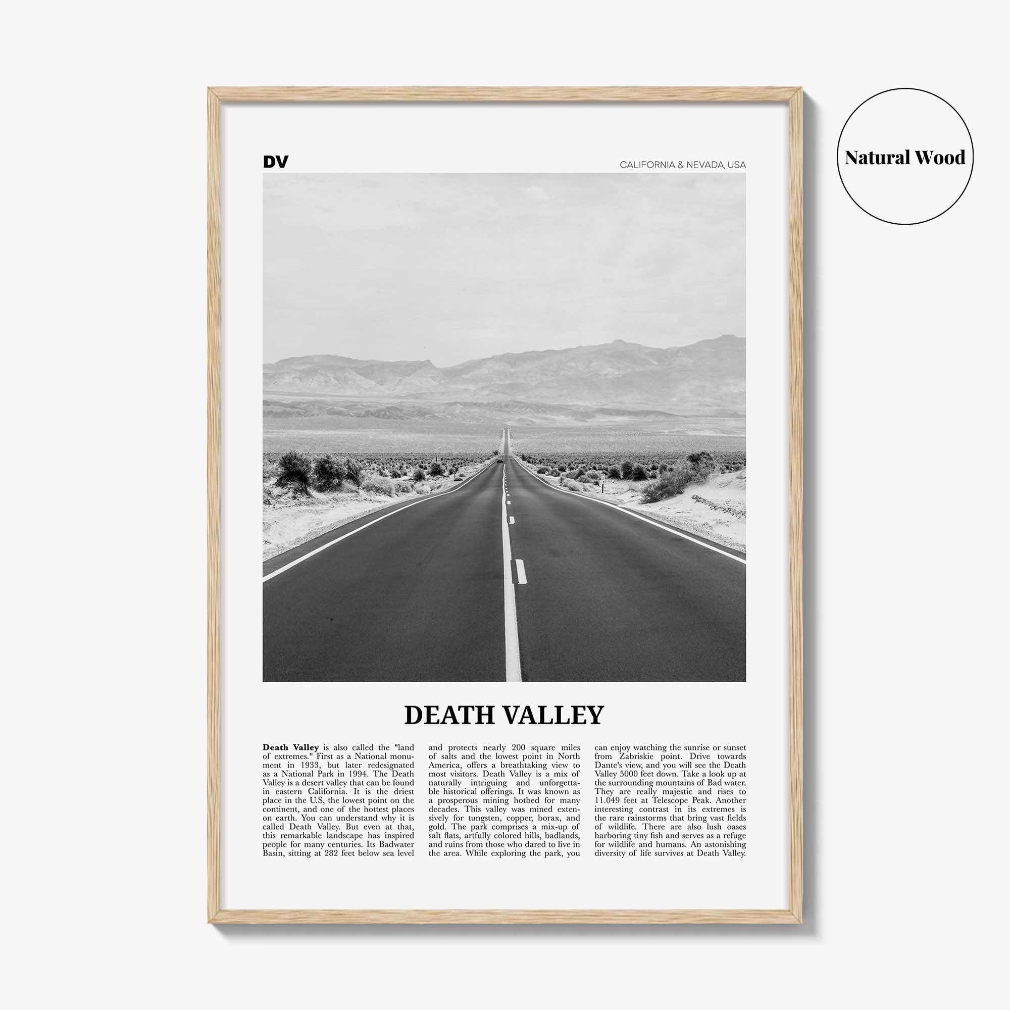 Death Valley Print Black and White No 2, Death Valley Wall Art, Death Valley Poster, Death Valley Photo, California, Nevada, USA