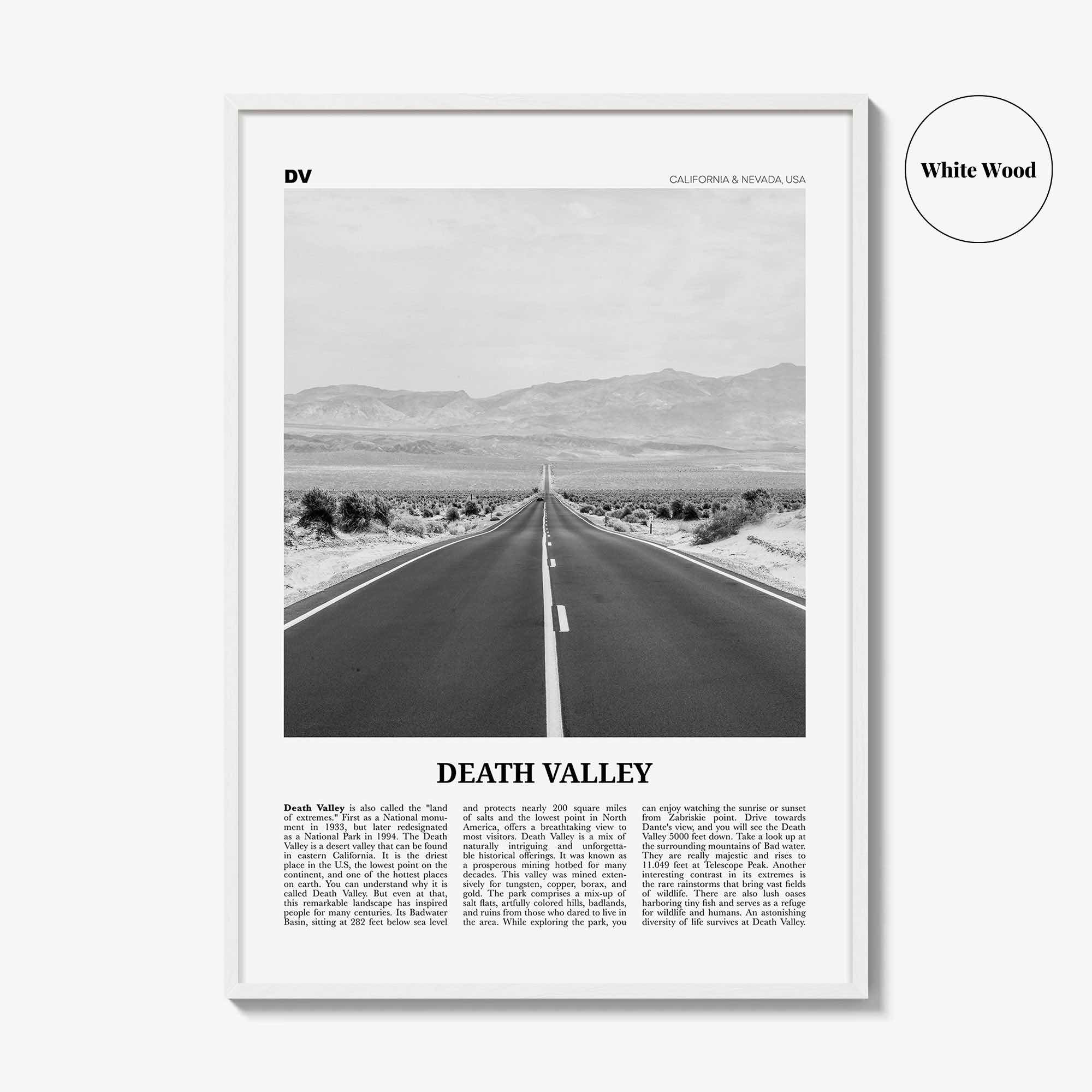 Death Valley Print Black and White No 2, Death Valley Wall Art, Death Valley Poster, Death Valley Photo, California, Nevada, USA