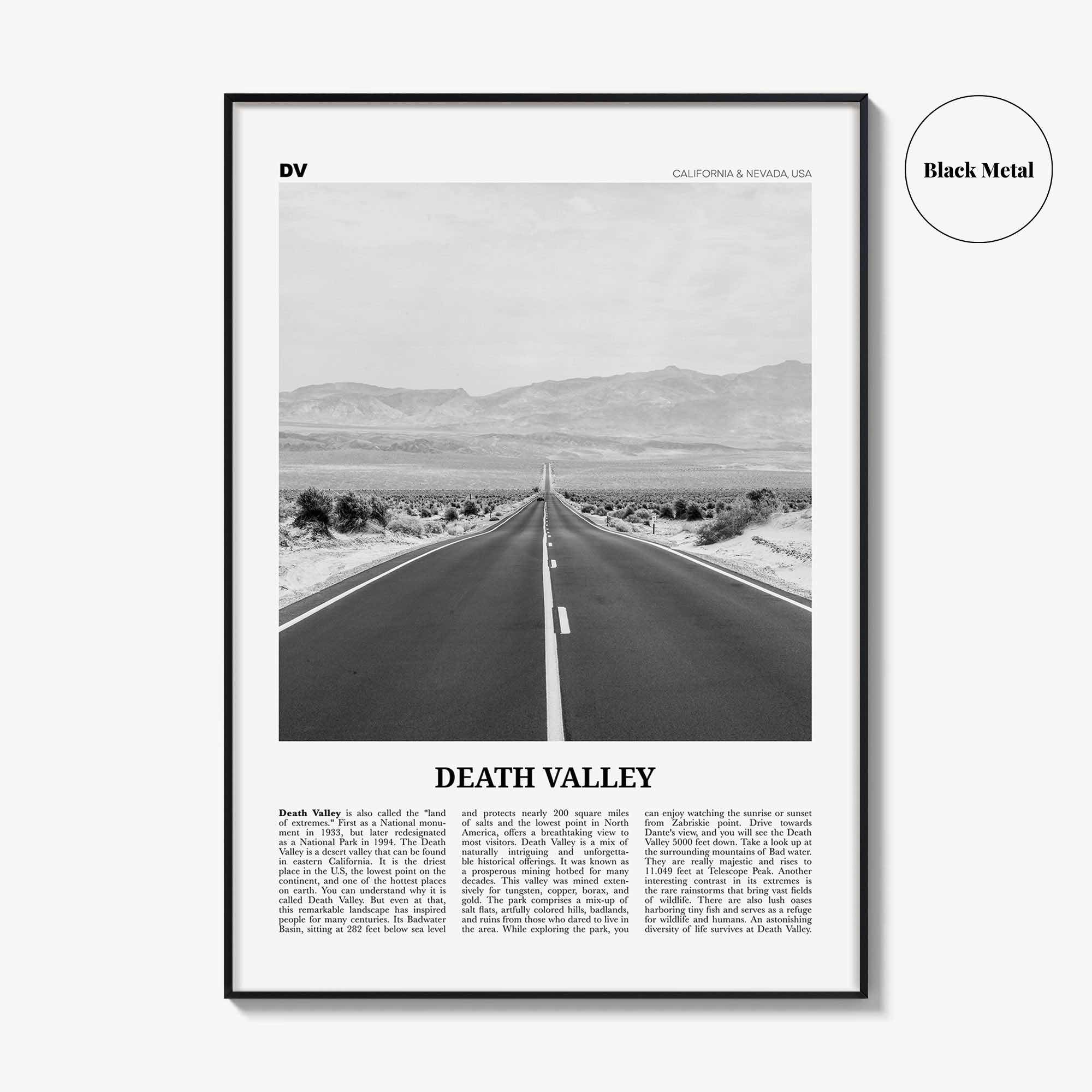 Death Valley Print Black and White No 2, Death Valley Wall Art, Death Valley Poster, Death Valley Photo, California, Nevada, USA