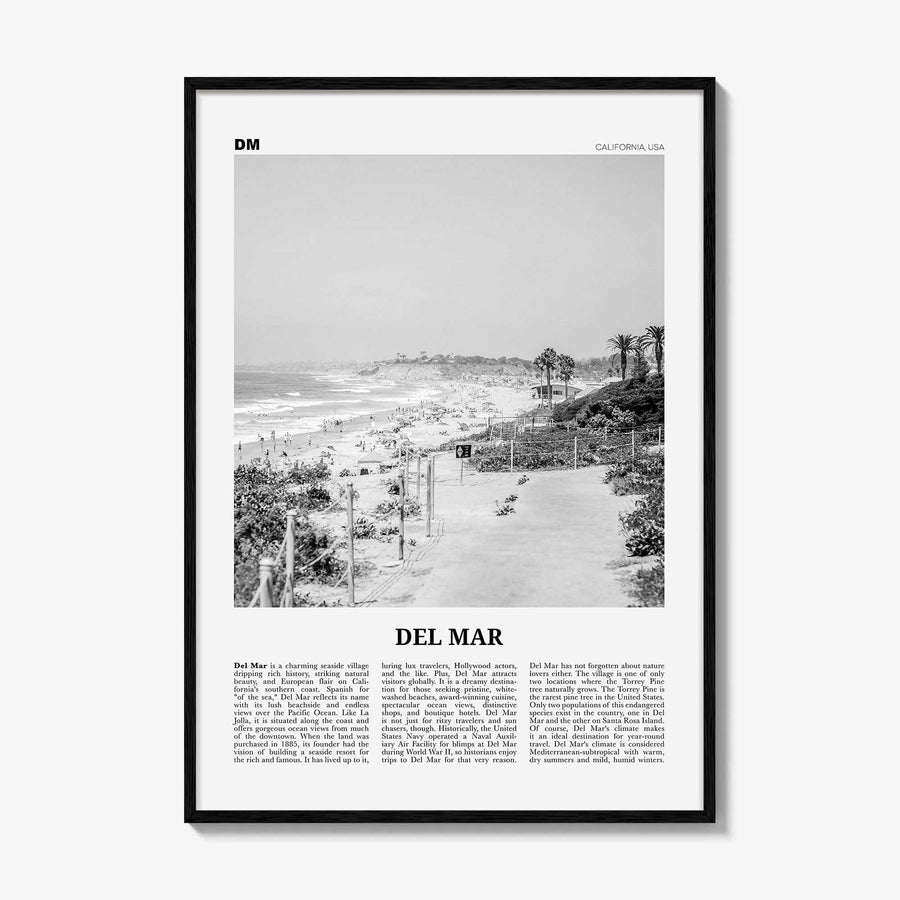 Del Mar Print Black and White No 1, Del Mar Wall Art, Del Mar Poster, Del Mar Photo, Del Mar Decor, California, USA, United States