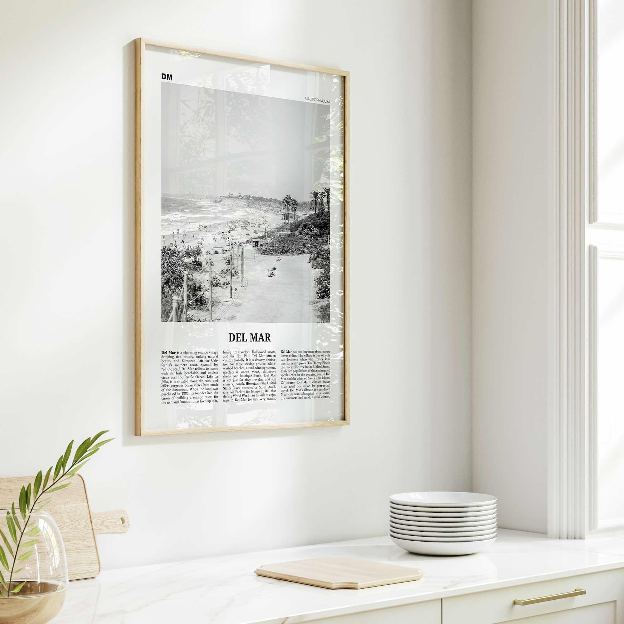 Del Mar Print Black and White No 1, Del Mar Wall Art, Del Mar Poster, Del Mar Photo, Del Mar Decor, California, USA, United States