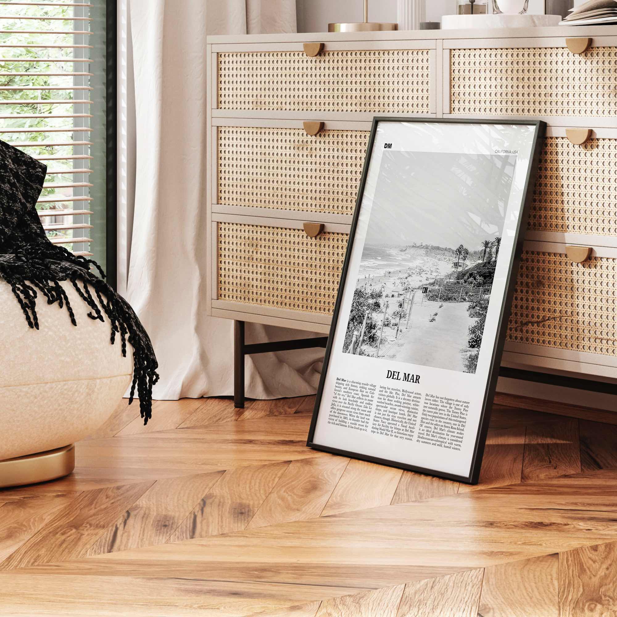 Del Mar Print Black and White No 1, Del Mar Wall Art, Del Mar Poster, Del Mar Photo, Del Mar Decor, California, USA, United States