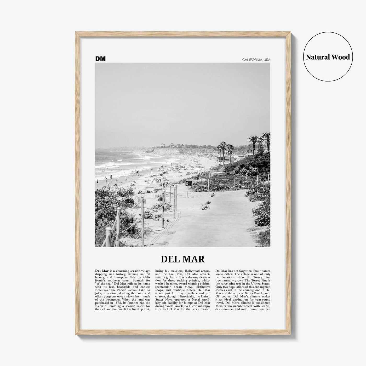 Del Mar Print Black and White No 1, Del Mar Wall Art, Del Mar Poster, Del Mar Photo, Del Mar Decor, California, USA, United States