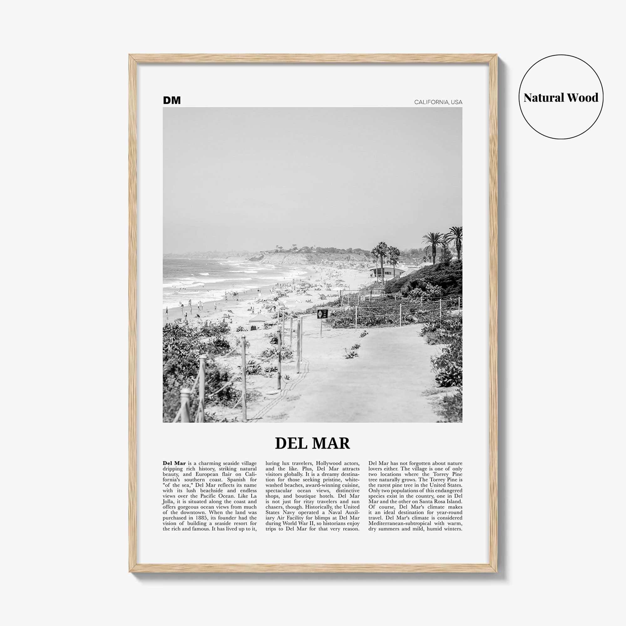 Del Mar Print Black and White No 1, Del Mar Wall Art, Del Mar Poster, Del Mar Photo, Del Mar Decor, California, USA, United States