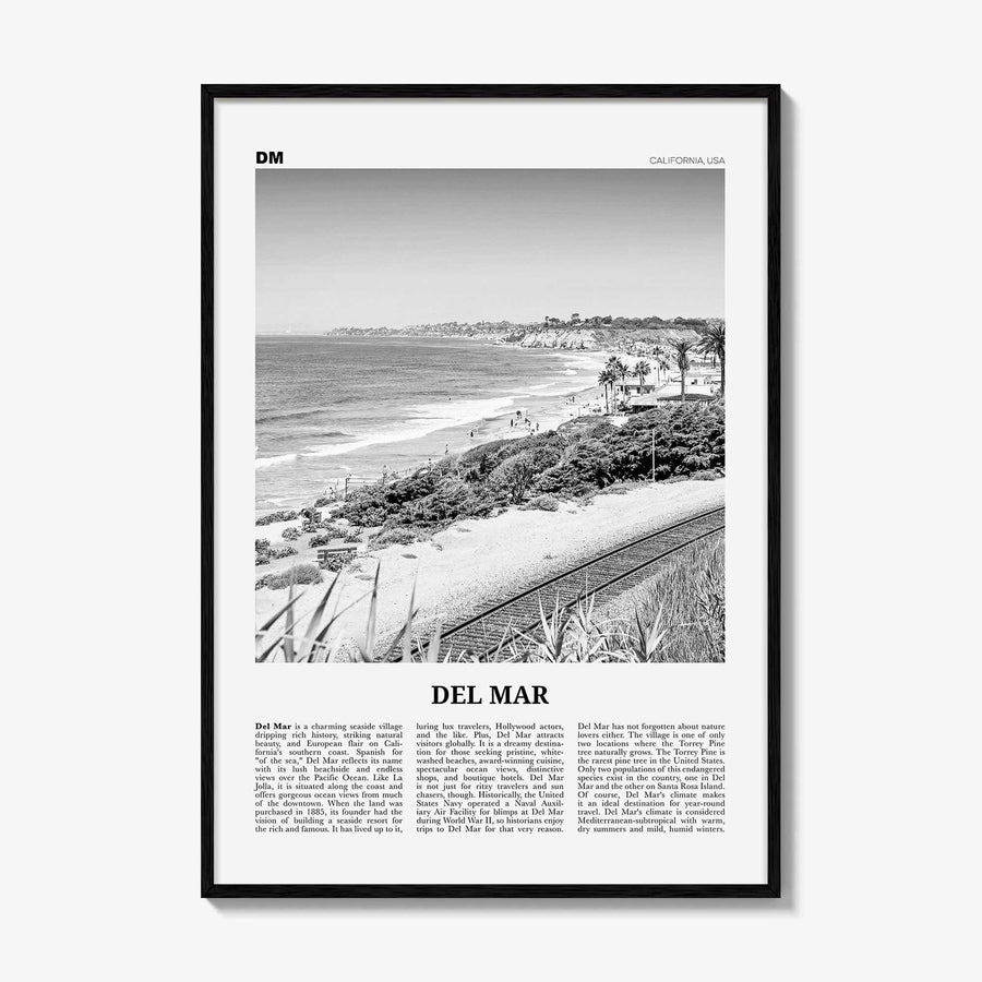 Del Mar Print Black and White No 2, Del Mar Wall Art, Del Mar Poster, Del Mar Photo, Del Mar Decor, California, USA, United States