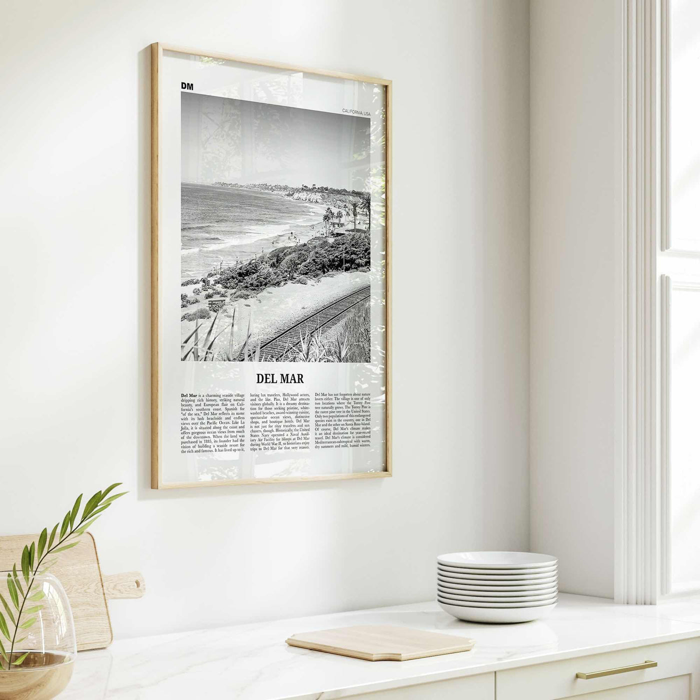 Del Mar Print Black and White No 2, Del Mar Wall Art, Del Mar Poster, Del Mar Photo, Del Mar Decor, California, USA, United States