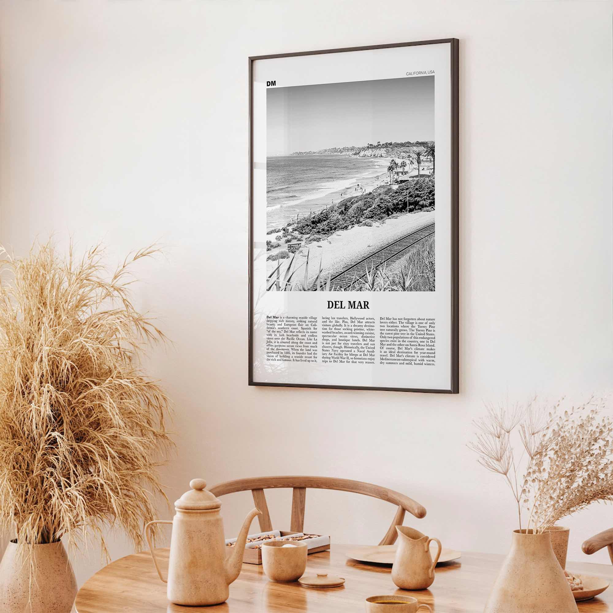 Del Mar Print Black and White No 2, Del Mar Wall Art, Del Mar Poster, Del Mar Photo, Del Mar Decor, California, USA, United States
