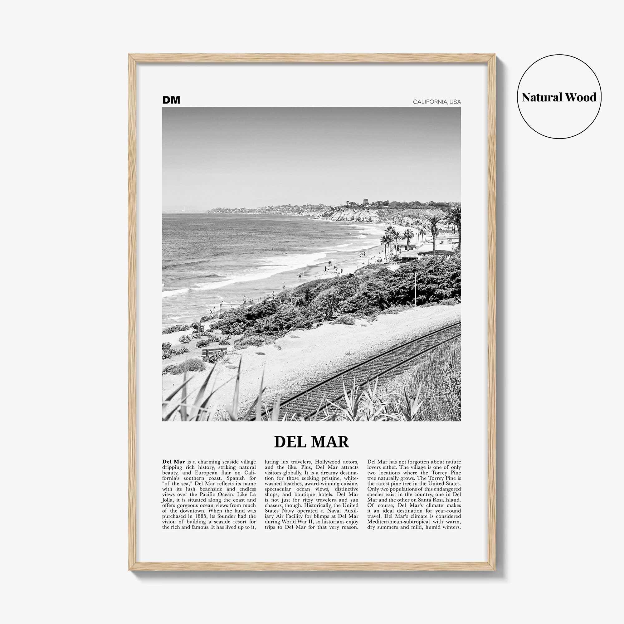 Del Mar Print Black and White No 2, Del Mar Wall Art, Del Mar Poster, Del Mar Photo, Del Mar Decor, California, USA, United States