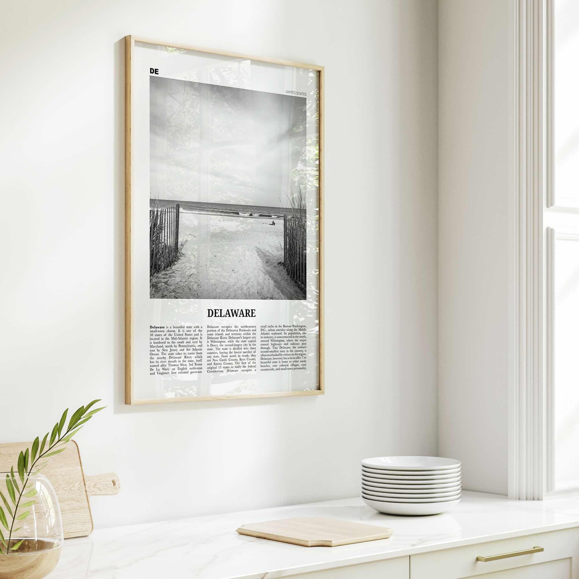 Delaware Print Black and White No 1, Delaware Wall Art, Delaware Poster, Delaware Photo, Delaware Wall Décor, Delaware Map, United States