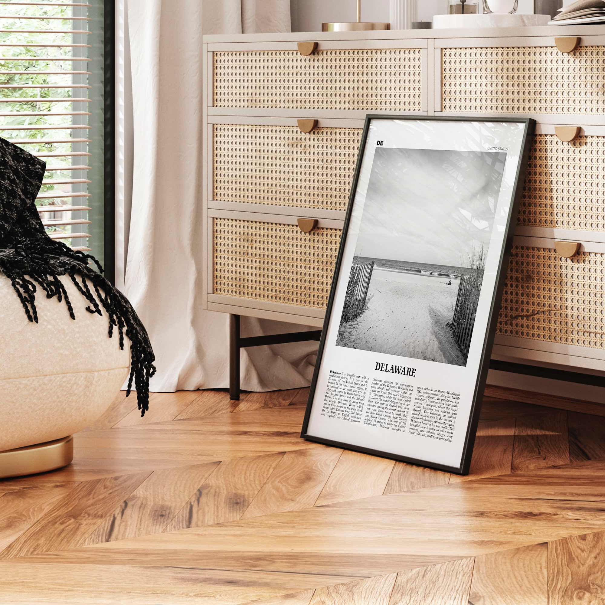 Delaware Print Black and White No 1, Delaware Wall Art, Delaware Poster, Delaware Photo, Delaware Wall Décor, Delaware Map, United States