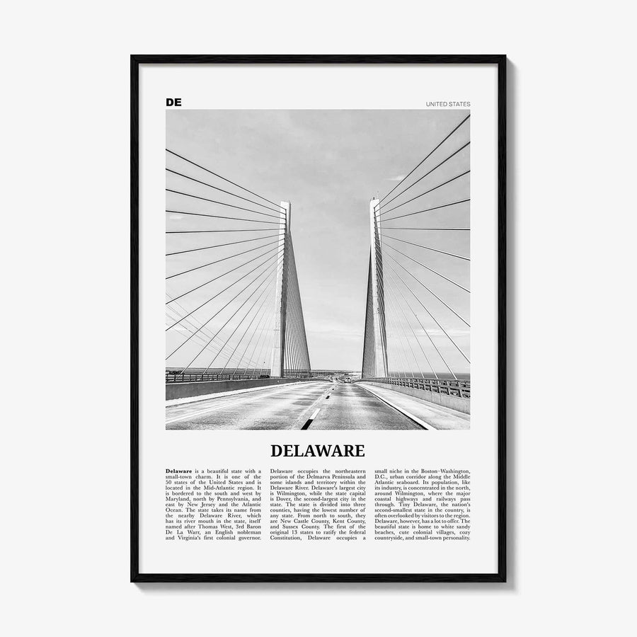 Delaware Print Black and White No 2, Delaware Wall Art, Delaware Poster, Delaware Photo, Delaware Wall Decor, USA, United States