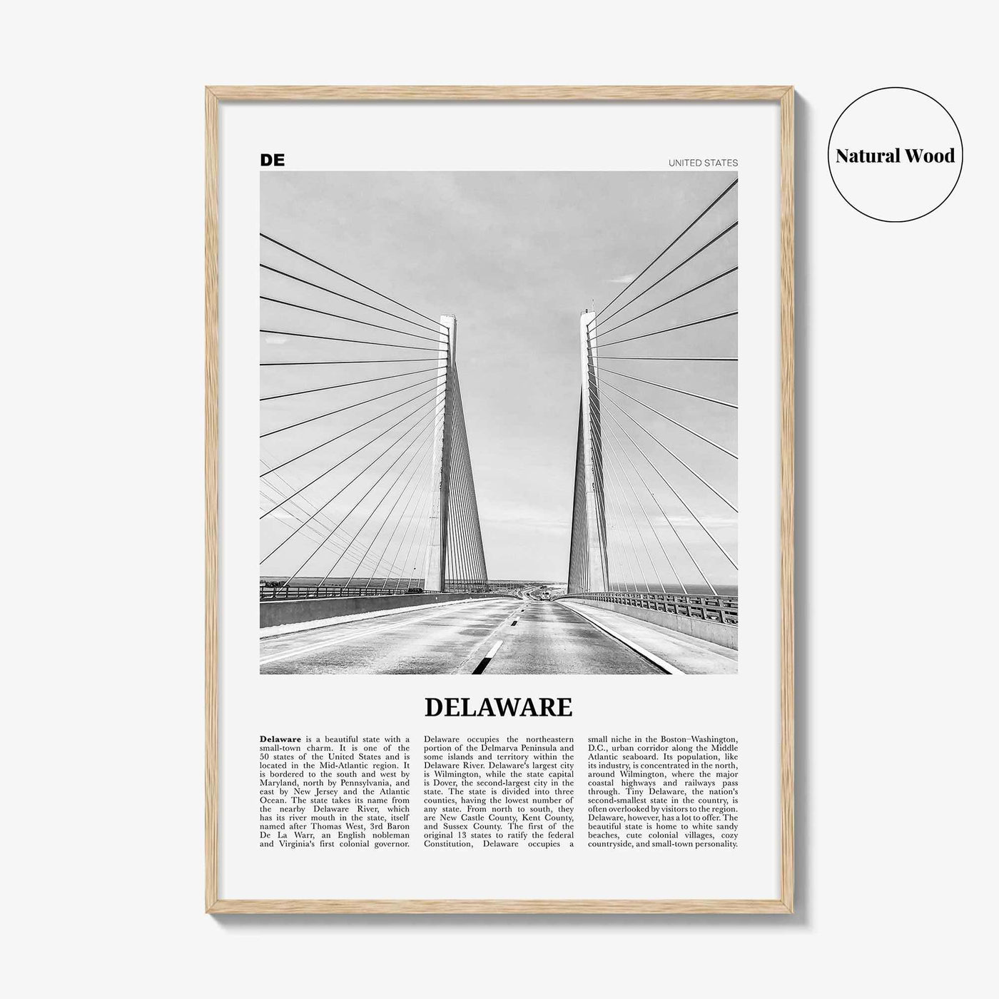 Delaware Print Black and White No 2, Delaware Wall Art, Delaware Poster, Delaware Photo, Delaware Wall Decor, USA, United States