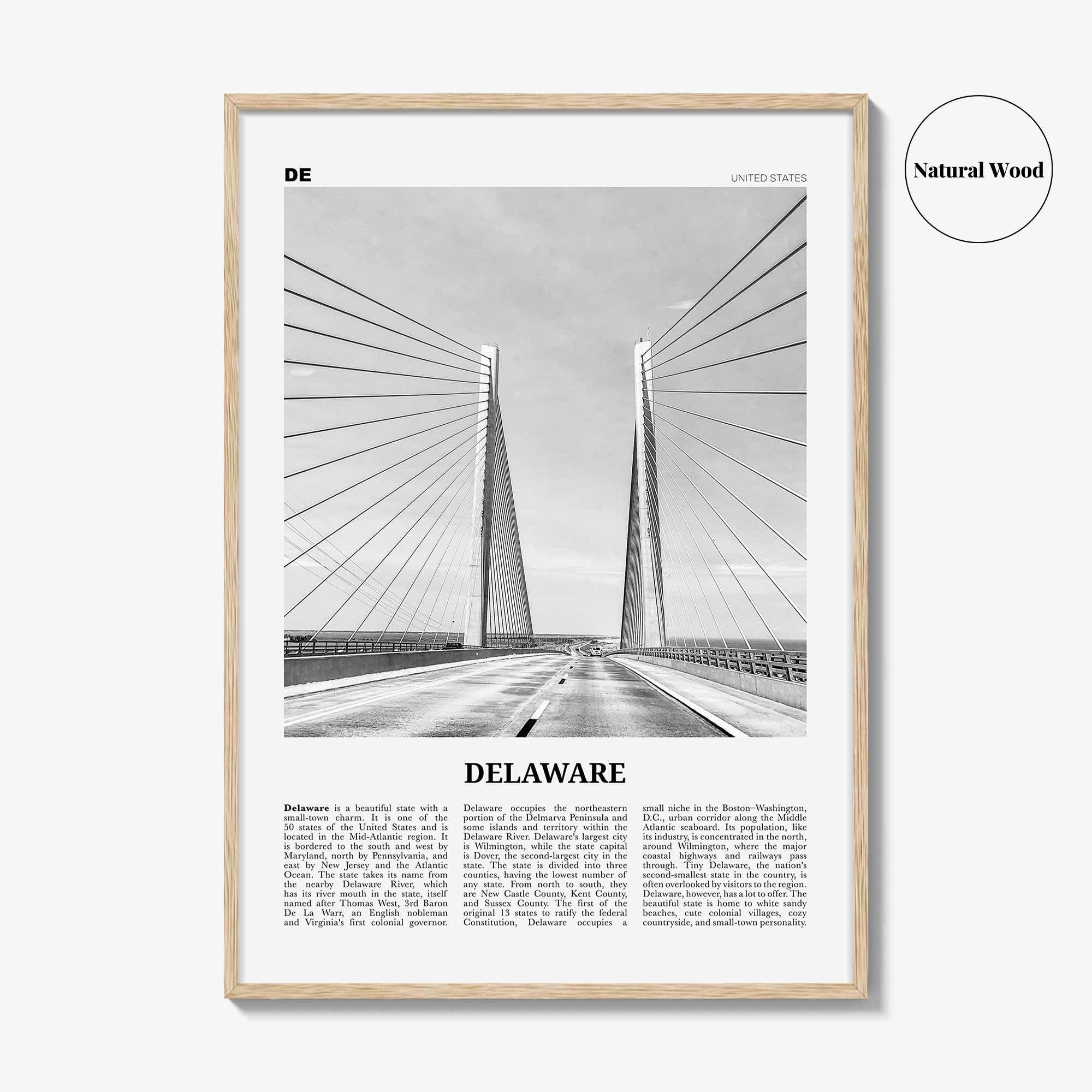 Delaware Print Black and White No 2, Delaware Wall Art, Delaware Poster, Delaware Photo, Delaware Wall Decor, USA, United States