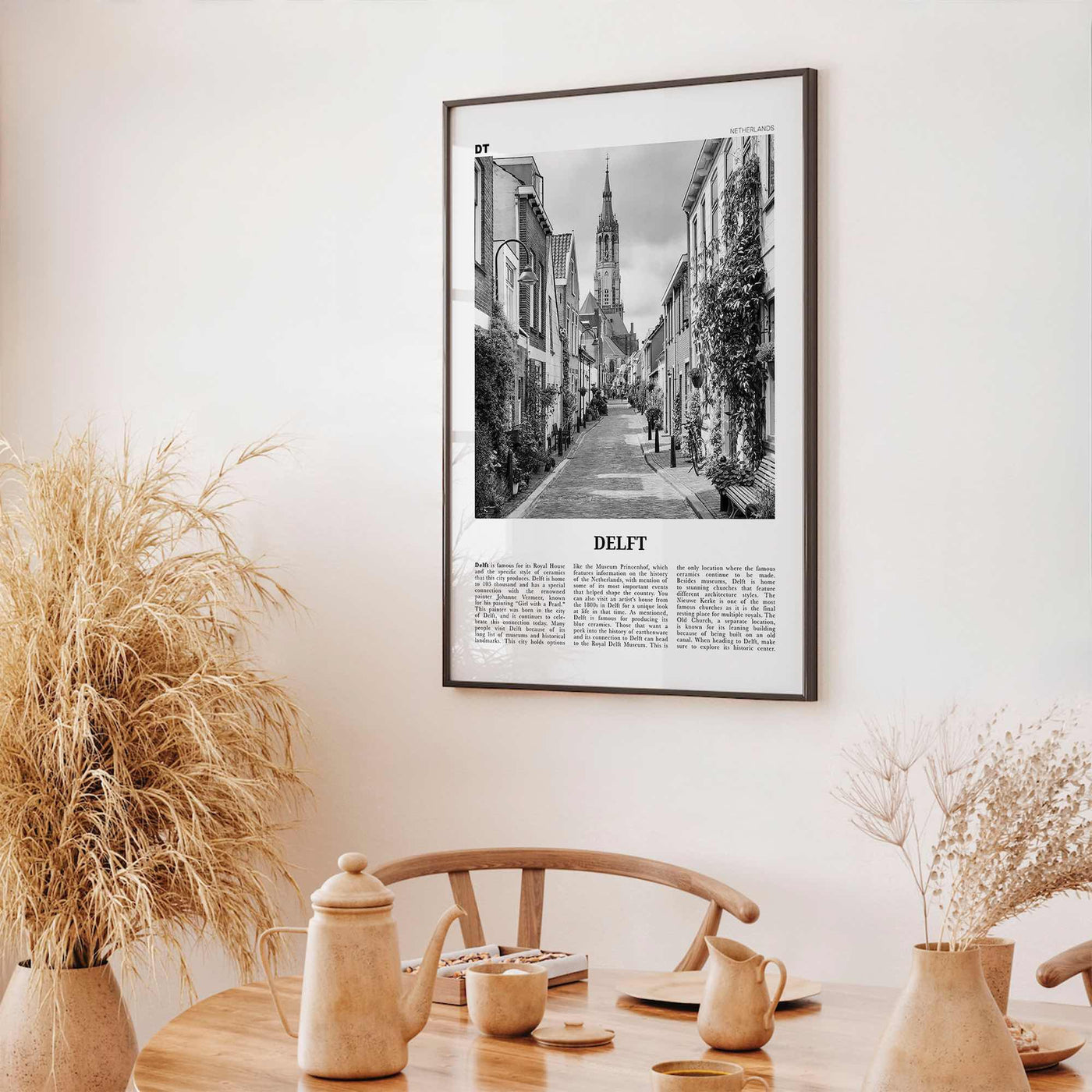 Delft Print Black and White, Delft Wall Art, Delft Poster, Delft Photo, Delft Wall Décor, Delft Map, Netherlands