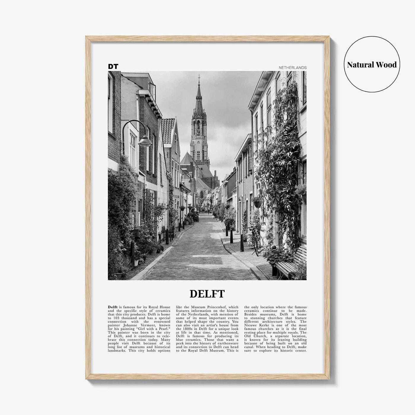 Delft Print Black and White, Delft Wall Art, Delft Poster, Delft Photo, Delft Wall Décor, Delft Map, Netherlands