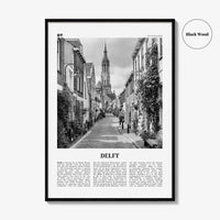 Delft Print Black and White, Delft Wall Art, Delft Poster, Delft Photo, Delft Wall Décor, Delft Map, Netherlands