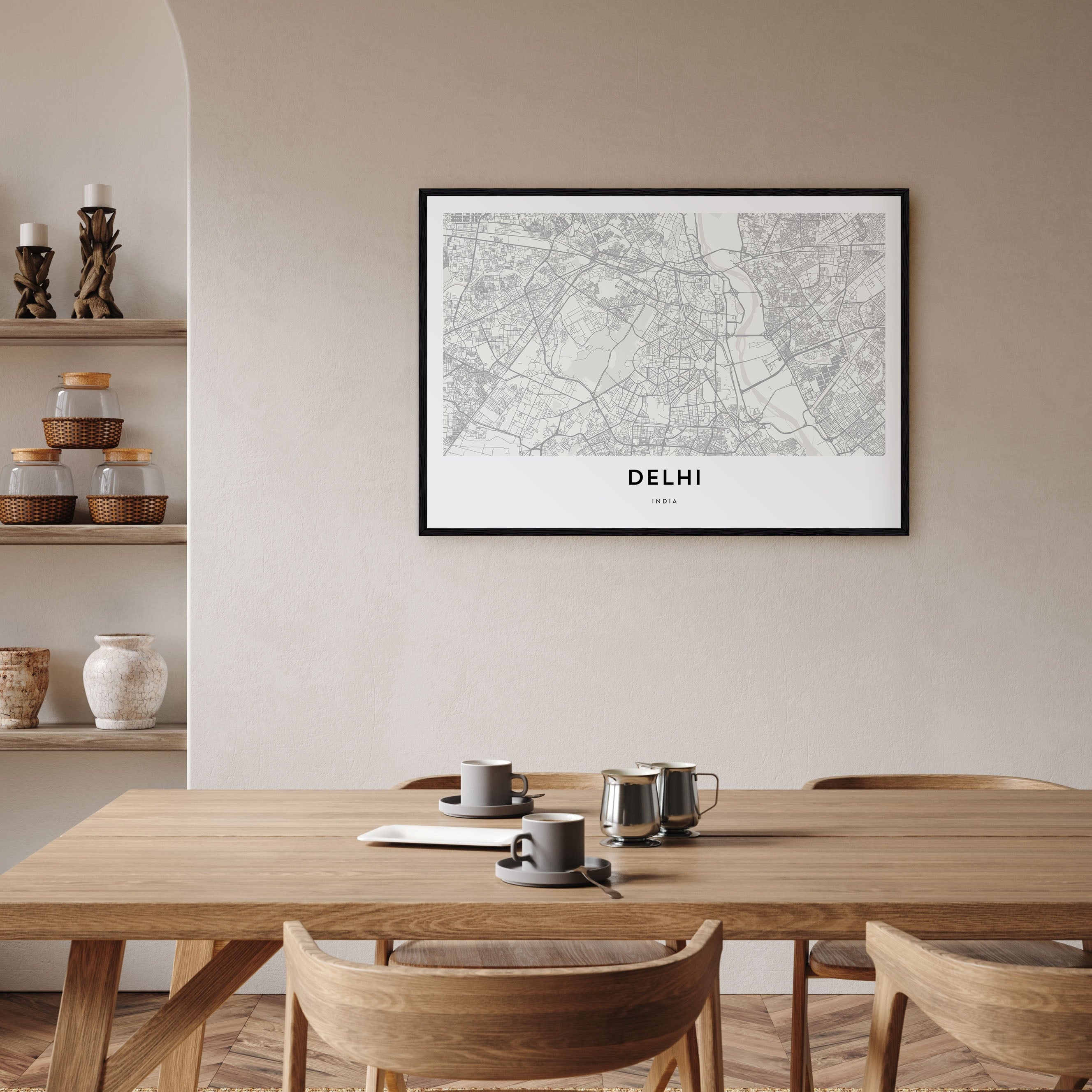 Delhi Map Landscape Poster