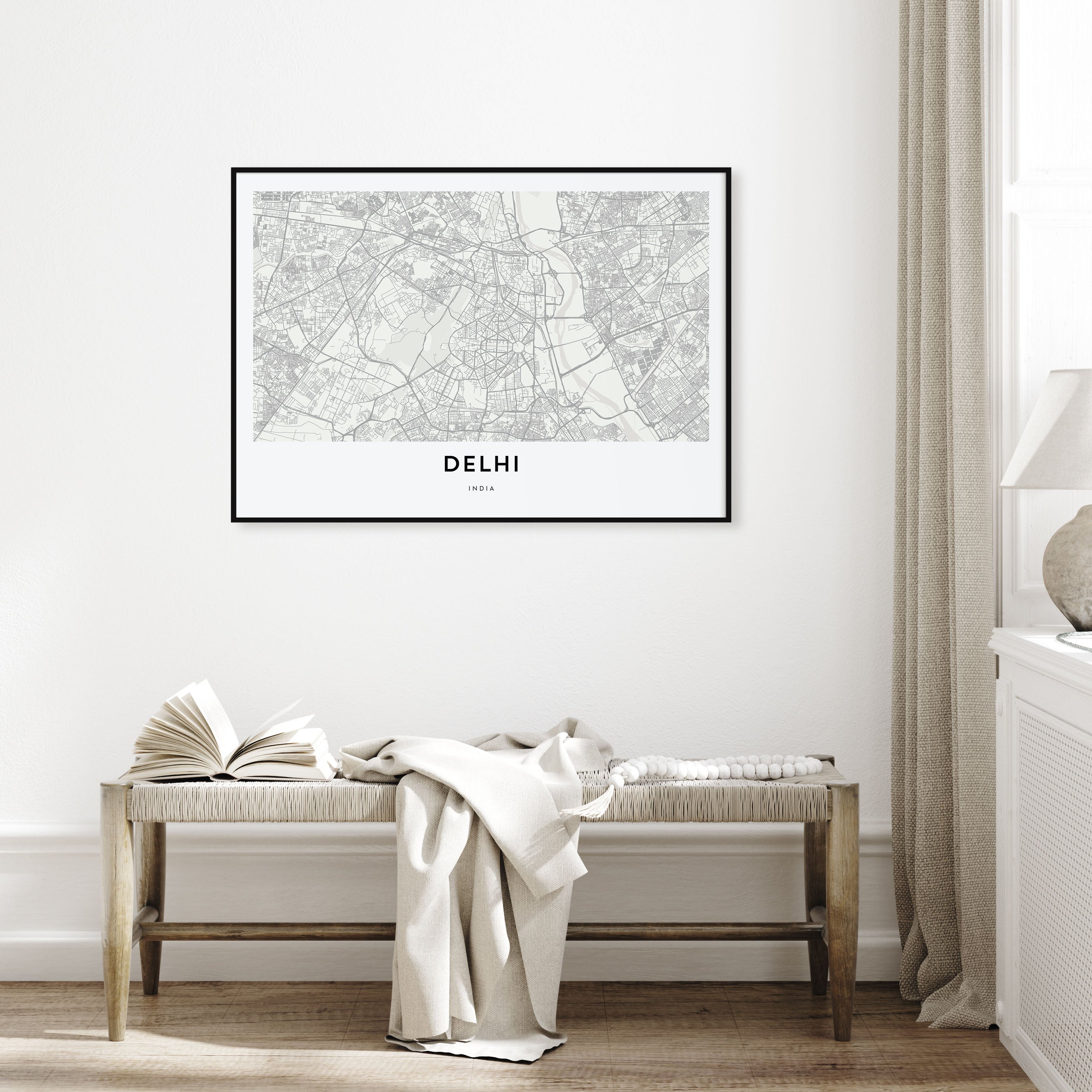 Delhi Map Landscape Poster