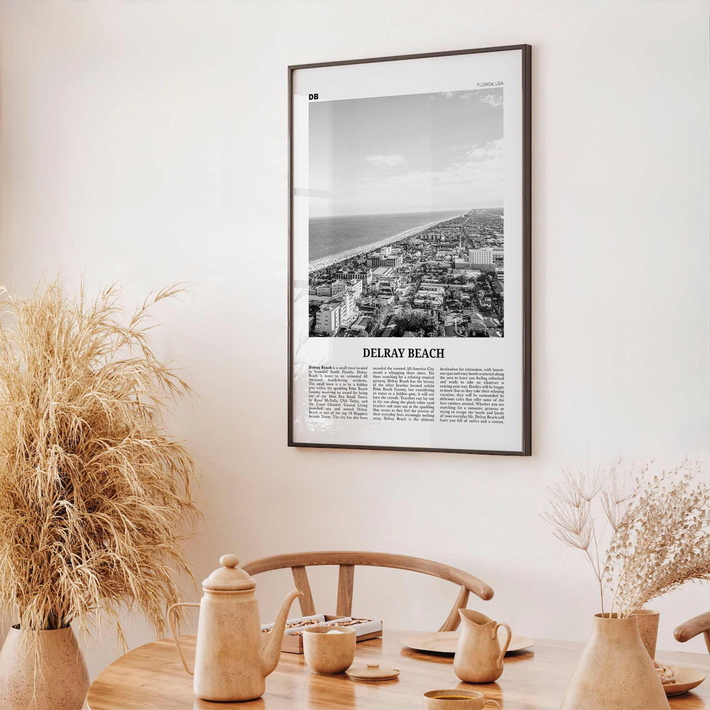 Delray Beach Print Black and White, Delray Beach Wall Art, Delray Beach Poster, Delray Beach Photo, Florida, USA, United States