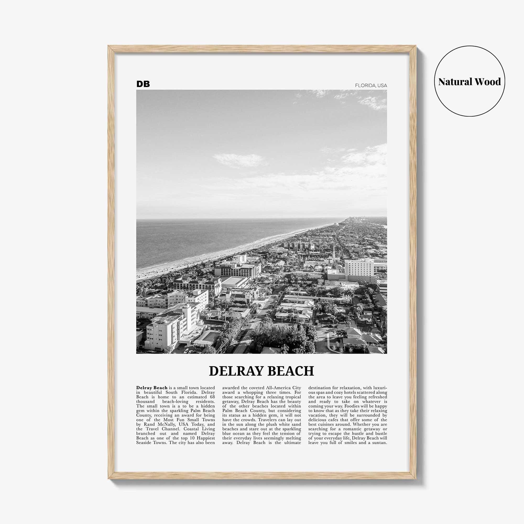 Delray Beach Print Black and White, Delray Beach Wall Art, Delray Beach Poster, Delray Beach Photo, Florida, USA, United States