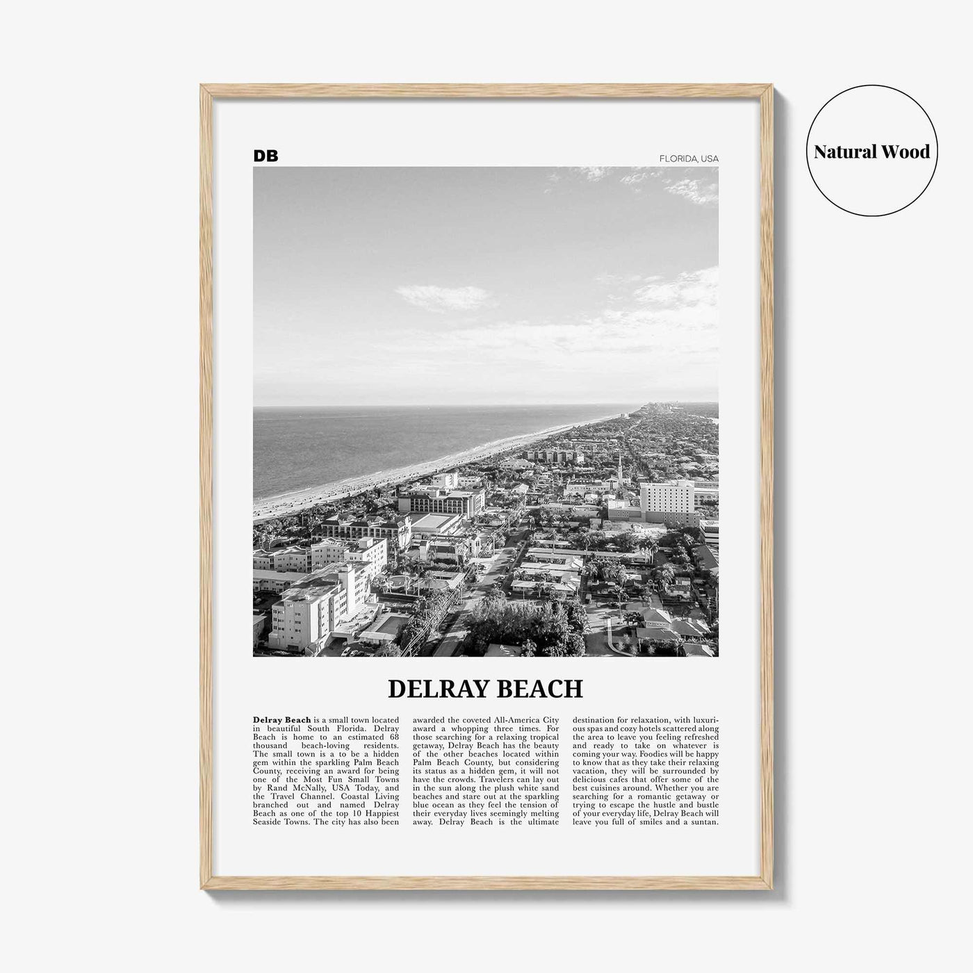 Delray Beach Print Black and White, Delray Beach Wall Art, Delray Beach Poster, Delray Beach Photo, Florida, USA, United States