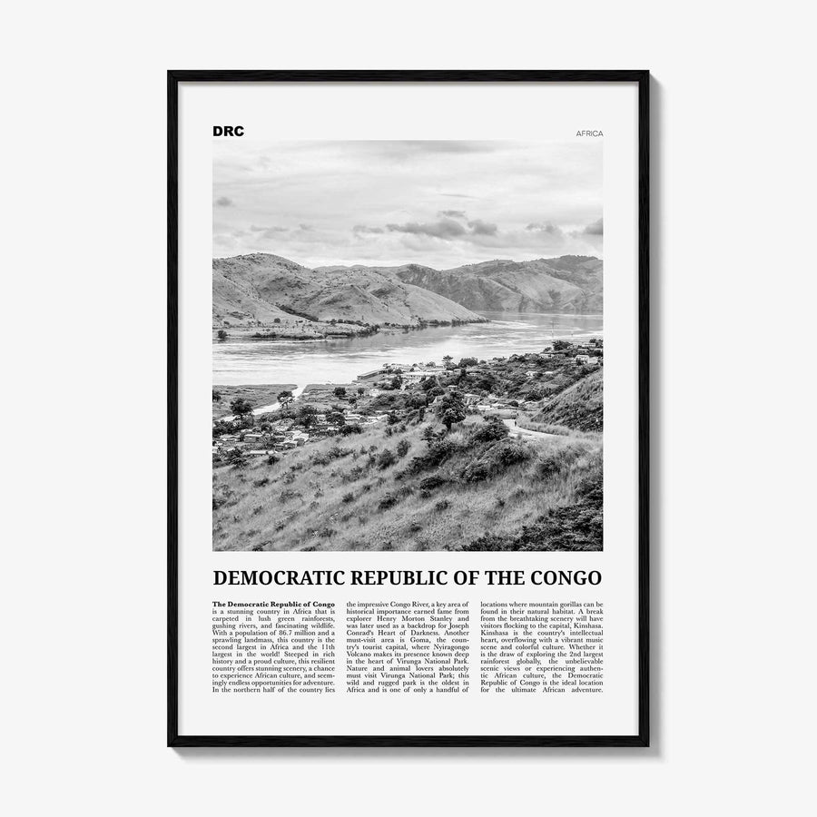 Democratic Republic of the Congo Print Black and White, Congo Wall Art, Congo Poster, Congo Photo, Congo Wall Decor, Africa Poster Print