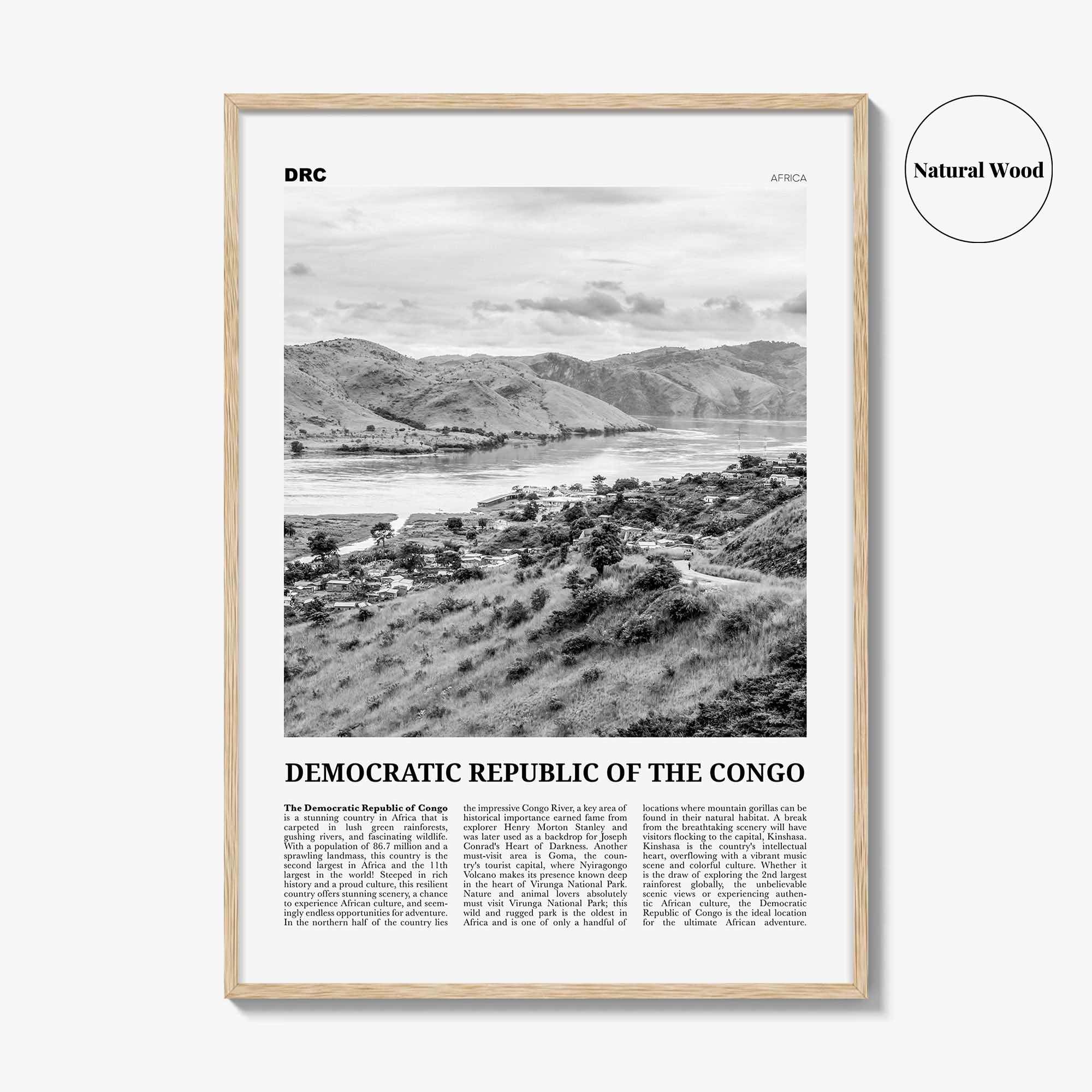 Democratic Republic of the Congo Print Black and White, Congo Wall Art, Congo Poster, Congo Photo, Congo Wall Decor, Africa Poster Print