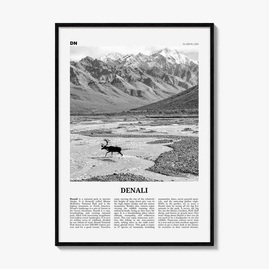 Denali Print Black and White, Denali Wall Art, Denali Poster, Denali Photo, Alaska, USA, United States, North America
