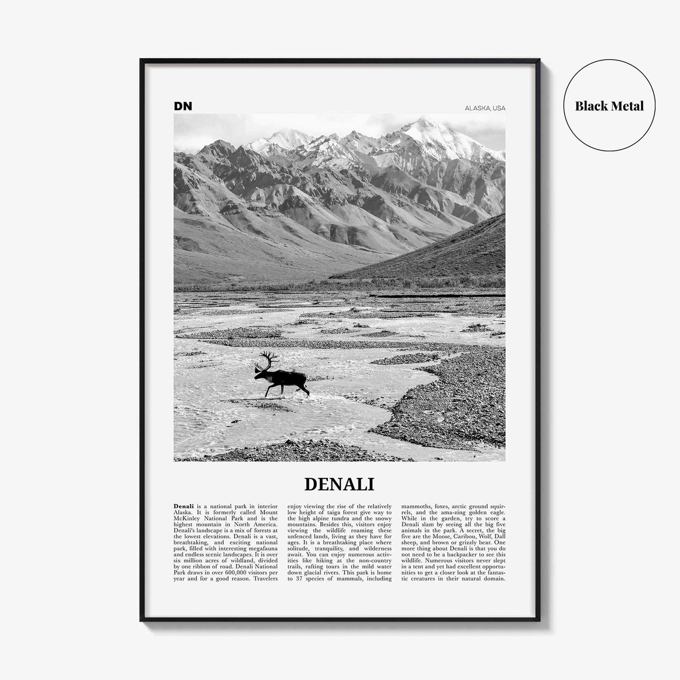 Denali Print Black and White, Denali Wall Art, Denali Poster, Denali Photo, Alaska, USA, United States, North America