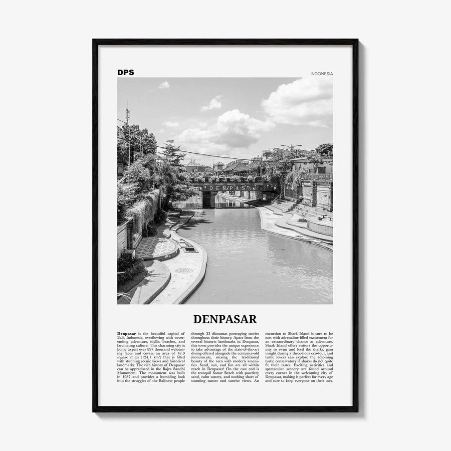 Denpasar Print Black and White, Denpasar Wall Art, Denpasar Poster, Denpasar Photo, Denpasar Wall Décor, Indonesia, Bali, Kota Denpasar