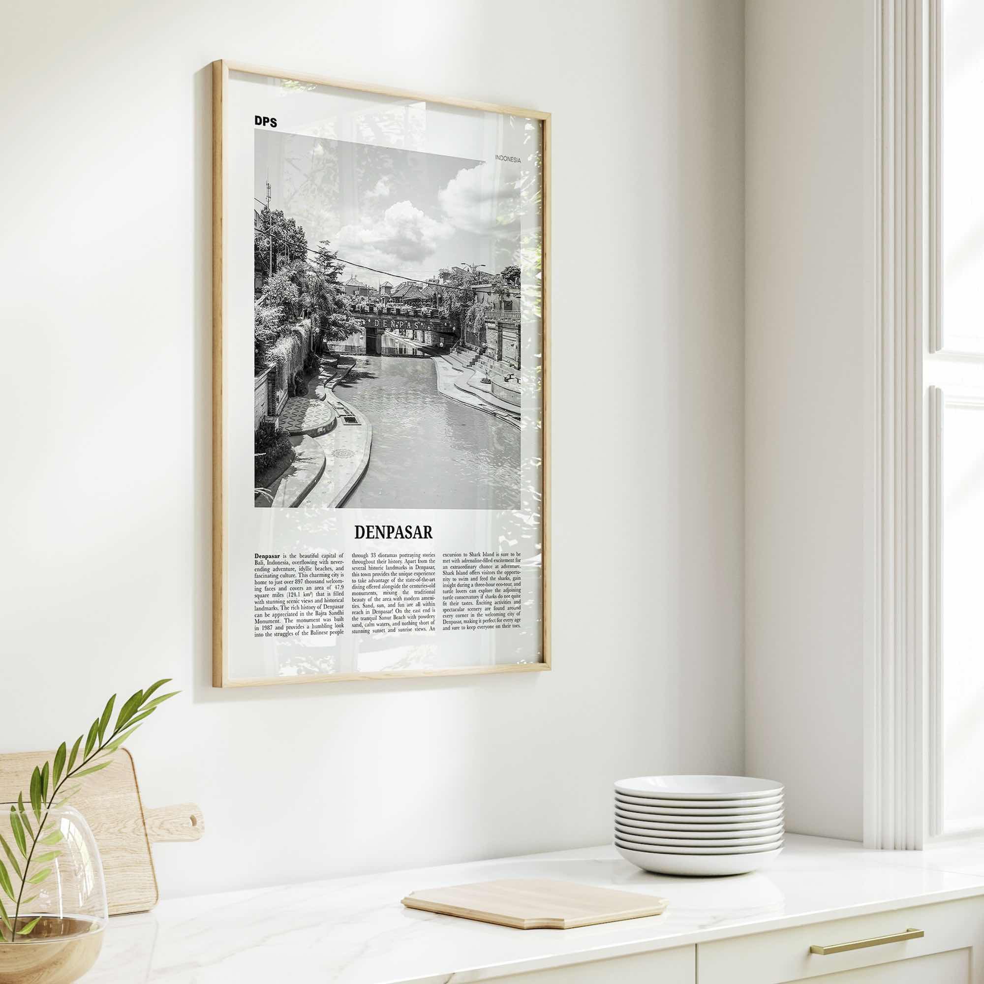 Denpasar Print Black and White, Denpasar Wall Art, Denpasar Poster, Denpasar Photo, Denpasar Wall Décor, Indonesia, Bali, Kota Denpasar