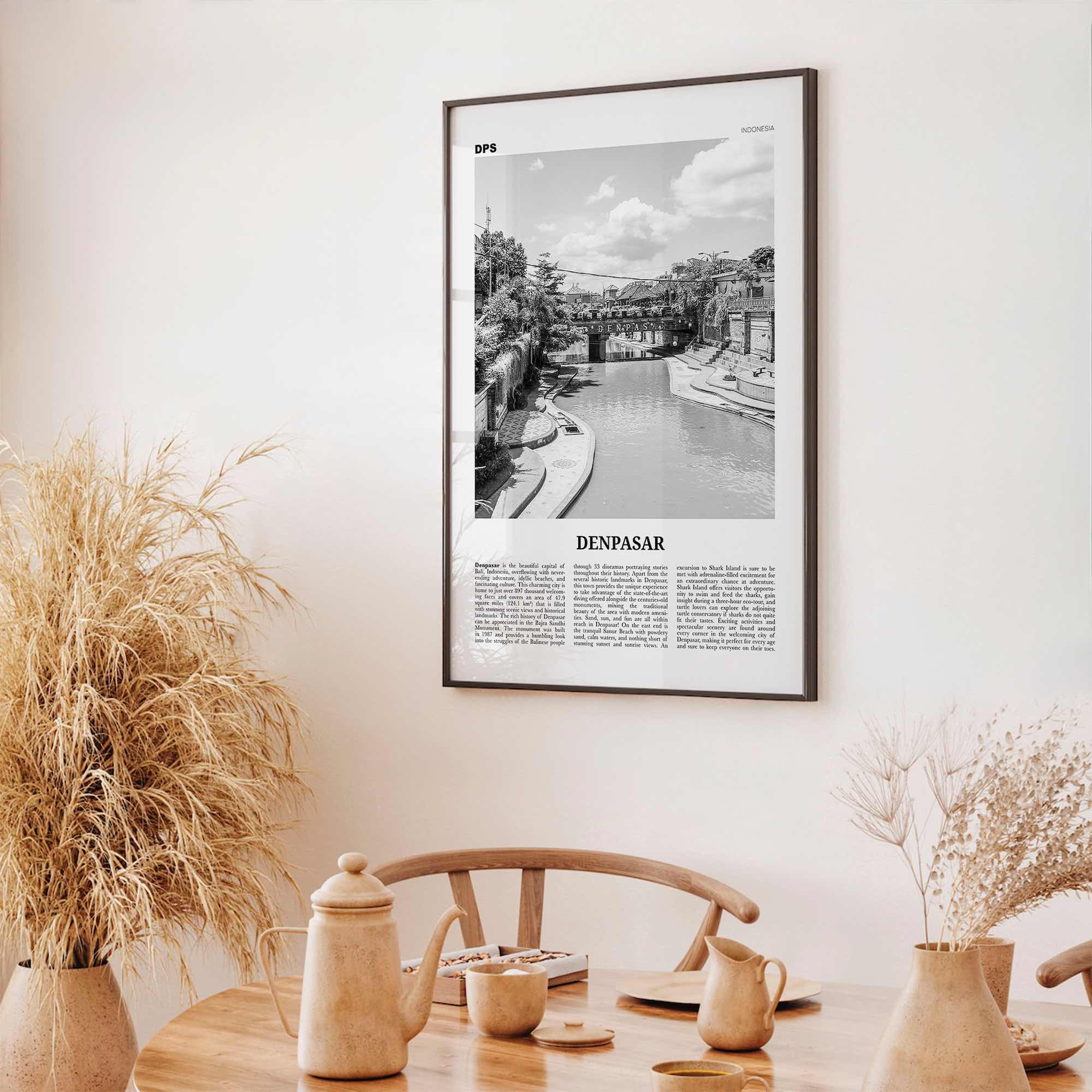 Denpasar Print Black and White, Denpasar Wall Art, Denpasar Poster, Denpasar Photo, Denpasar Wall Décor, Indonesia, Bali, Kota Denpasar