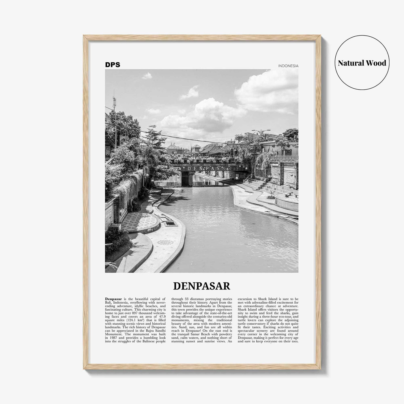 Denpasar Print Black and White, Denpasar Wall Art, Denpasar Poster, Denpasar Photo, Denpasar Wall Décor, Indonesia, Bali, Kota Denpasar