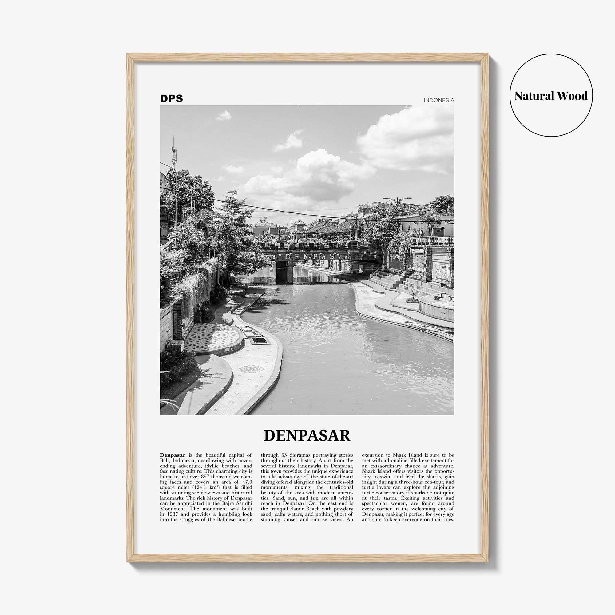 Denpasar Print Black and White, Denpasar Wall Art, Denpasar Poster, Denpasar Photo, Denpasar Wall Décor, Indonesia, Bali, Kota Denpasar
