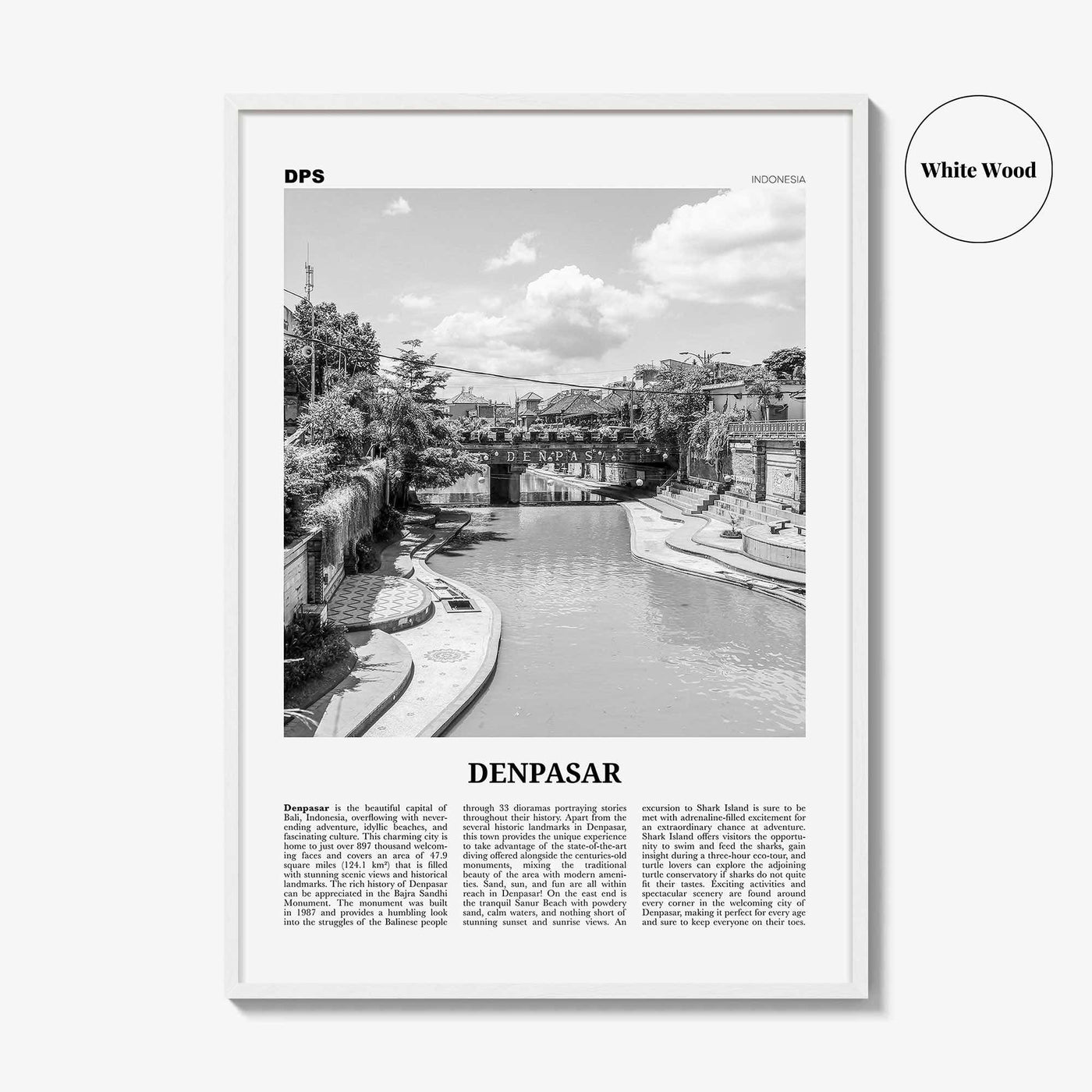 Denpasar Print Black and White, Denpasar Wall Art, Denpasar Poster, Denpasar Photo, Denpasar Wall Décor, Indonesia, Bali, Kota Denpasar