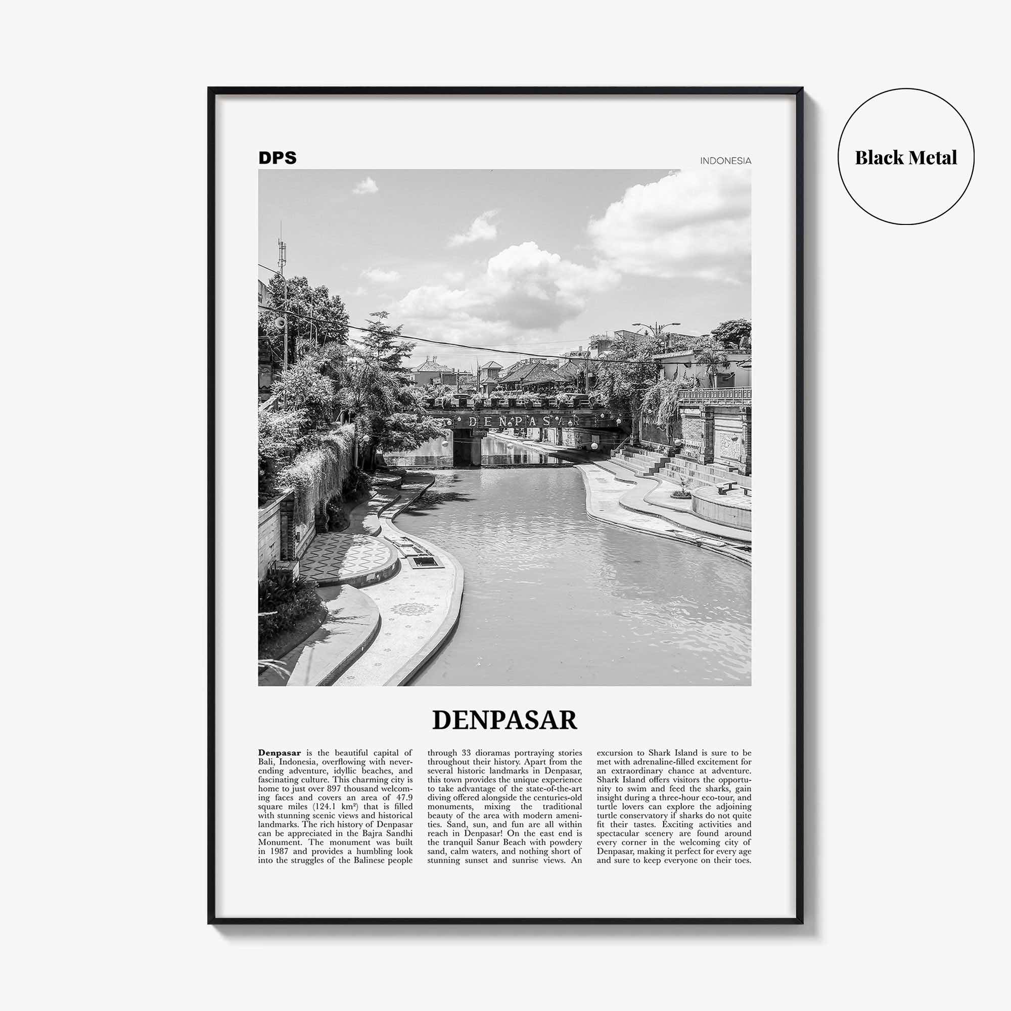 Denpasar Print Black and White, Denpasar Wall Art, Denpasar Poster, Denpasar Photo, Denpasar Wall Décor, Indonesia, Bali, Kota Denpasar