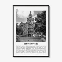 Denton County Print Black and White, Denton County Wall Art, Denton County Poster, Denton County Photo, Denton County Wall Décor, Denton Map