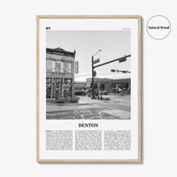 Denton Print Black and White, Denton Wall Art, Denton Poster, Denton Photo, Denton Map, Denton Wall Decor, Texas, USA, United States
