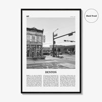 Denton Print Black and White, Denton Wall Art, Denton Poster, Denton Photo, Denton Map, Denton Wall Decor, Texas, USA, United States