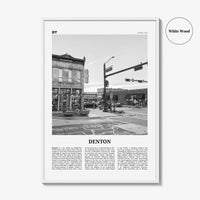 Denton Print Black and White, Denton Wall Art, Denton Poster, Denton Photo, Denton Map, Denton Wall Decor, Texas, USA, United States