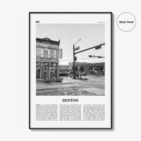 Denton Print Black and White, Denton Wall Art, Denton Poster, Denton Photo, Denton Map, Denton Wall Decor, Texas, USA, United States