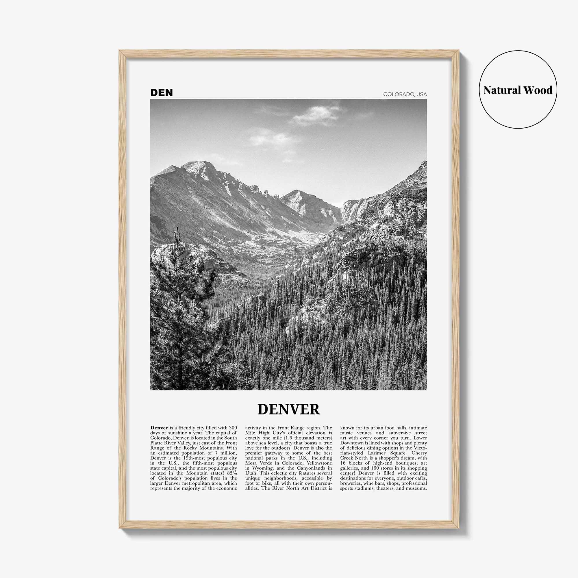 Denver Print Black and White No 1, Denver Wall Art, Denver Poster, Denver Photo, Denver Wall Decor, Colorado, USA, United States