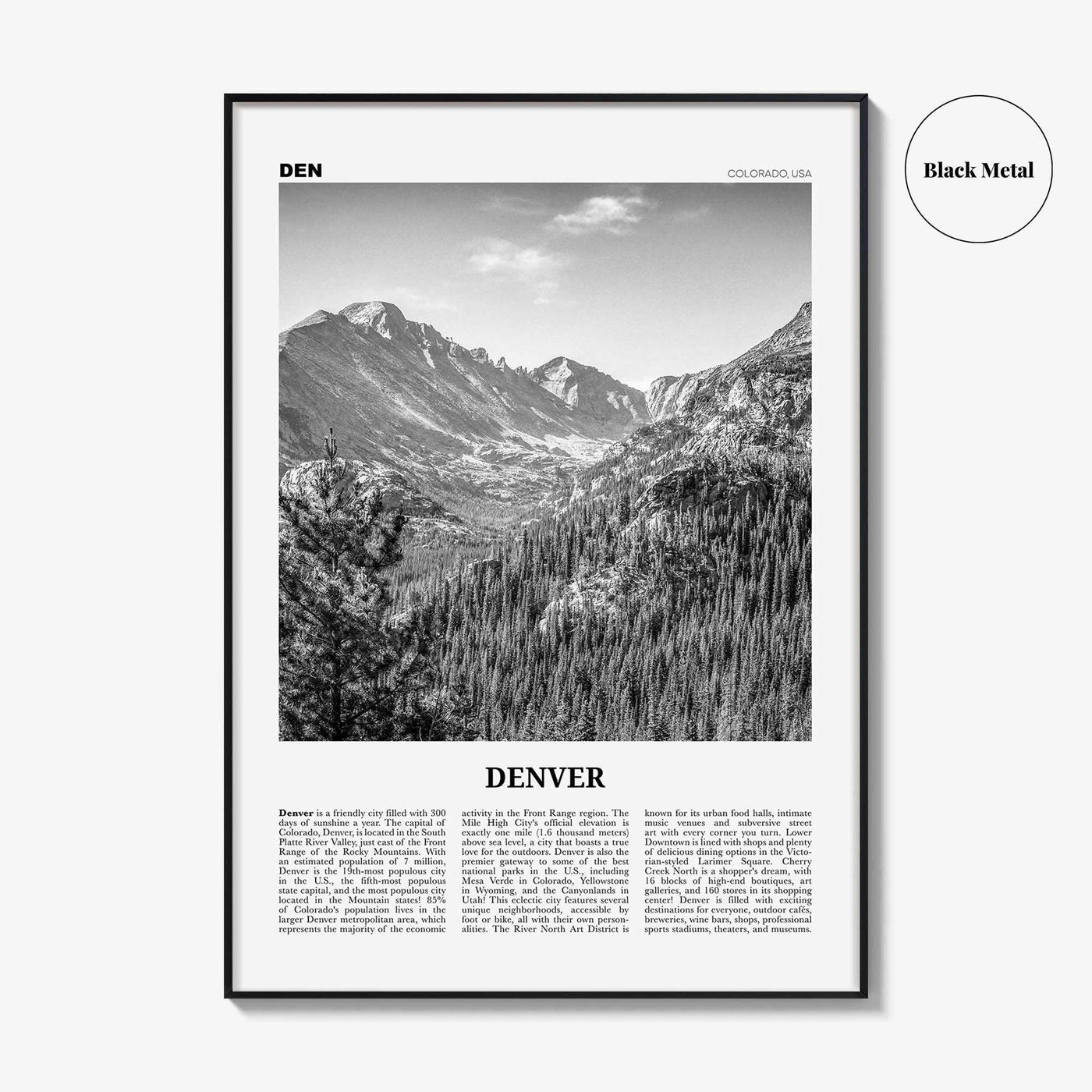 Denver Print Black and White No 1, Denver Wall Art, Denver Poster, Denver Photo, Denver Wall Decor, Colorado, USA, United States