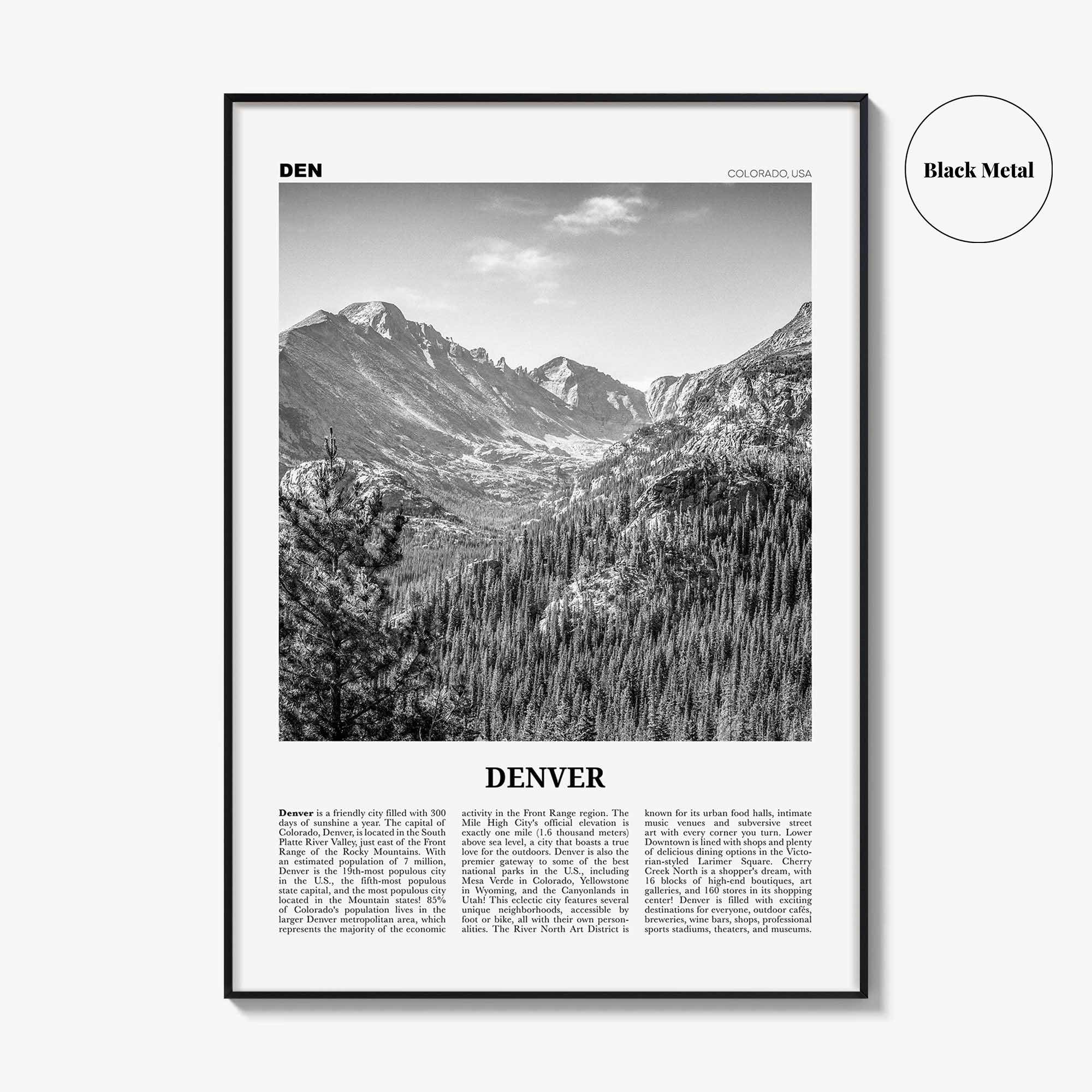 Denver Print Black and White No 1, Denver Wall Art, Denver Poster, Denver Photo, Denver Wall Decor, Colorado, USA, United States