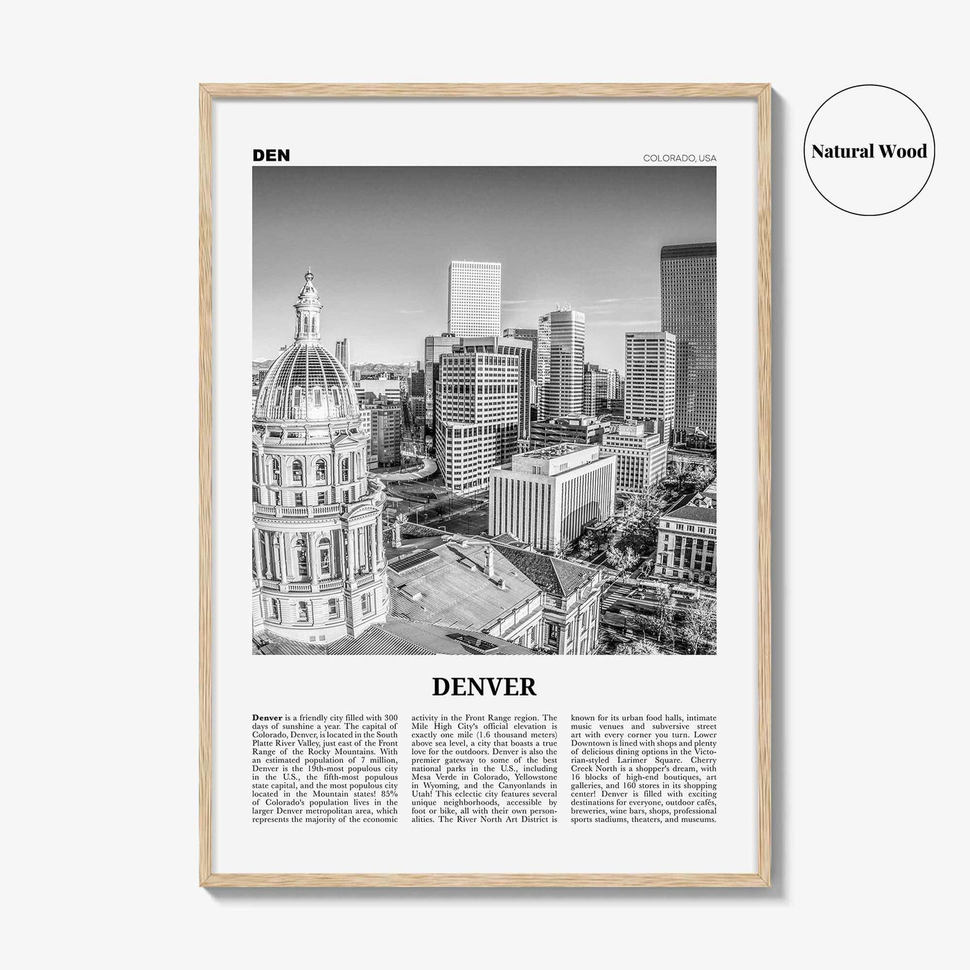 Denver Print Black and White No 2, Denver Wall Art, Denver Poster, Denver Photo, Denver Wall Decor, Colorado, USA, United States