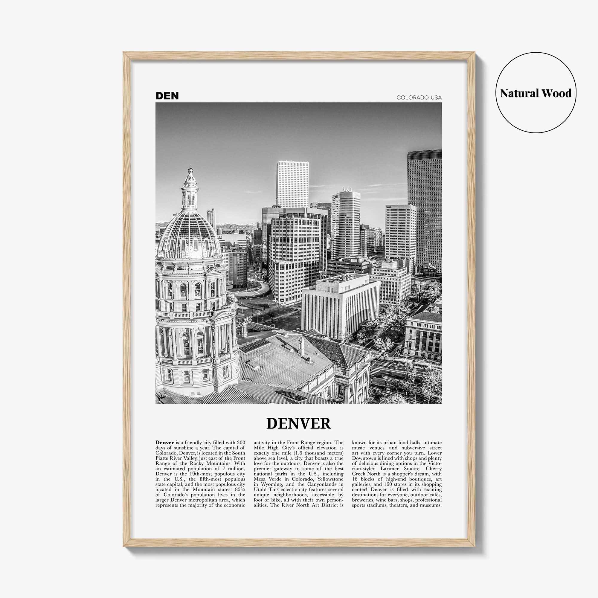 Denver Print Black and White No 2, Denver Wall Art, Denver Poster, Denver Photo, Denver Wall Decor, Colorado, USA, United States