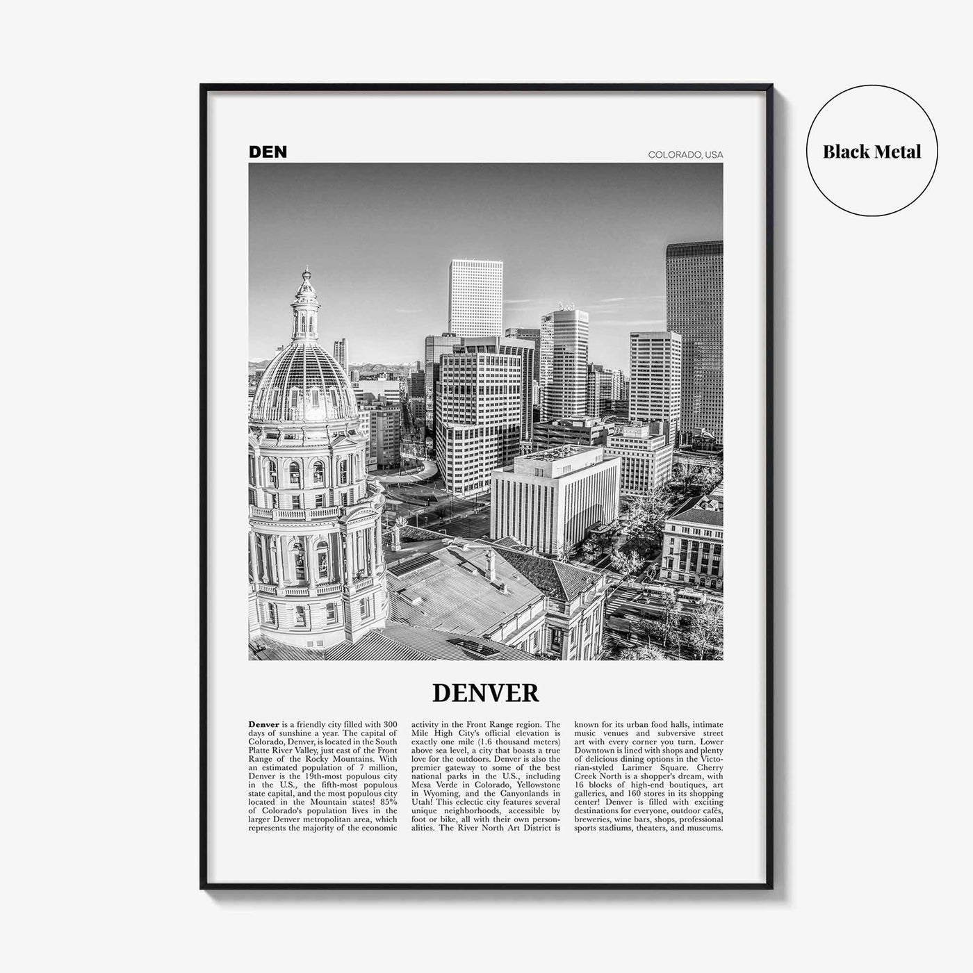 Denver Print Black and White No 2, Denver Wall Art, Denver Poster, Denver Photo, Denver Wall Decor, Colorado, USA, United States