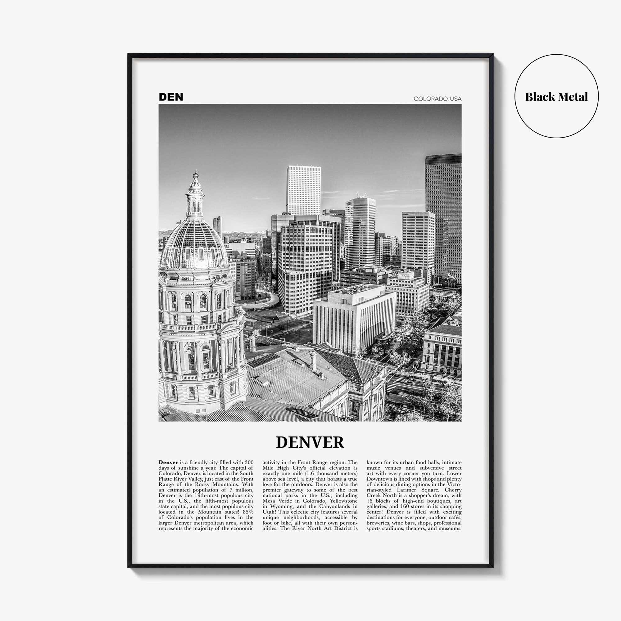 Denver Print Black and White No 2, Denver Wall Art, Denver Poster, Denver Photo, Denver Wall Decor, Colorado, USA, United States