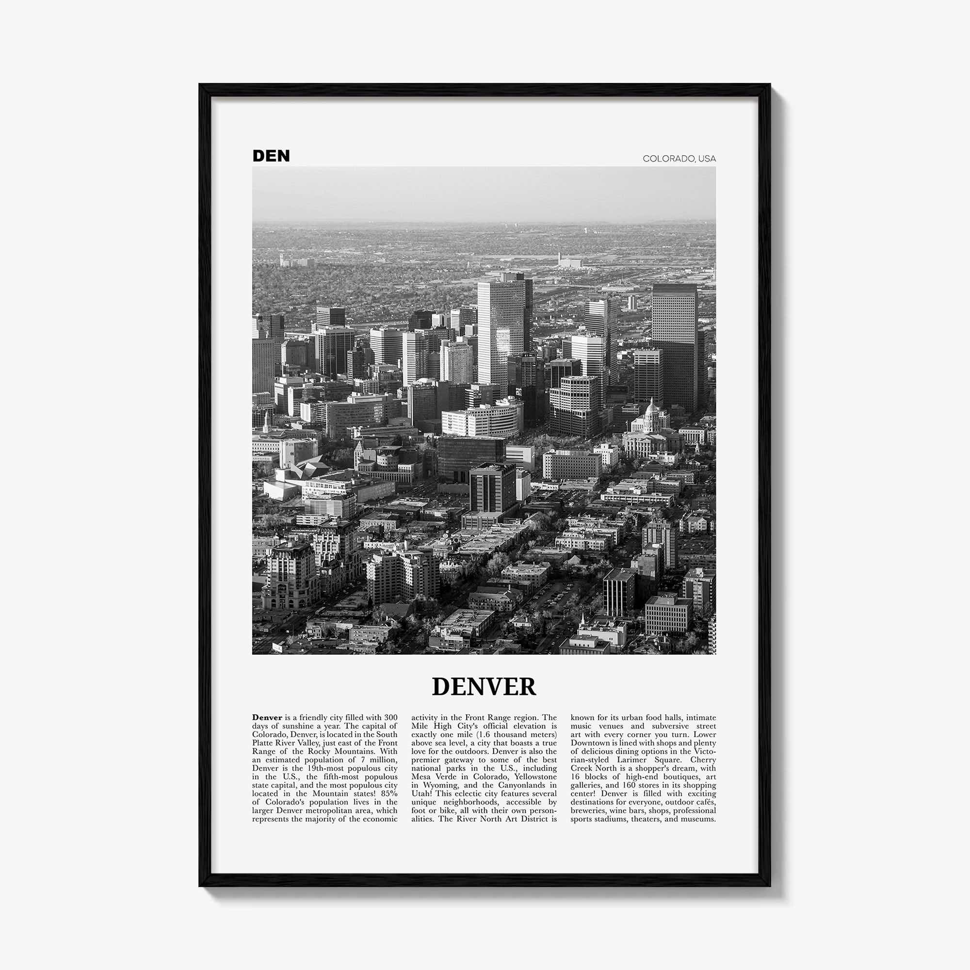 Denver Print Black and White No 3, Denver Wall Art, Denver Poster, Denver Photo, Denver Wall Decor, Colorado, USA, United States